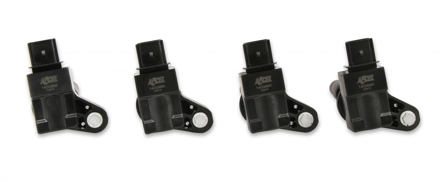 ACCEL Ignition Coils - General Motors 2.0L Turbo, 2.5L, engines, Black, 4-Pack 140086K-4