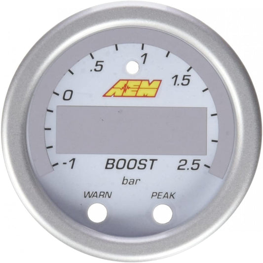 AEM X-Series Boost Pressure Gauge -30inHg-35psi / -1-25bar Accessory Kit Silver Bezel & White Faceplate 30-0306-ACC