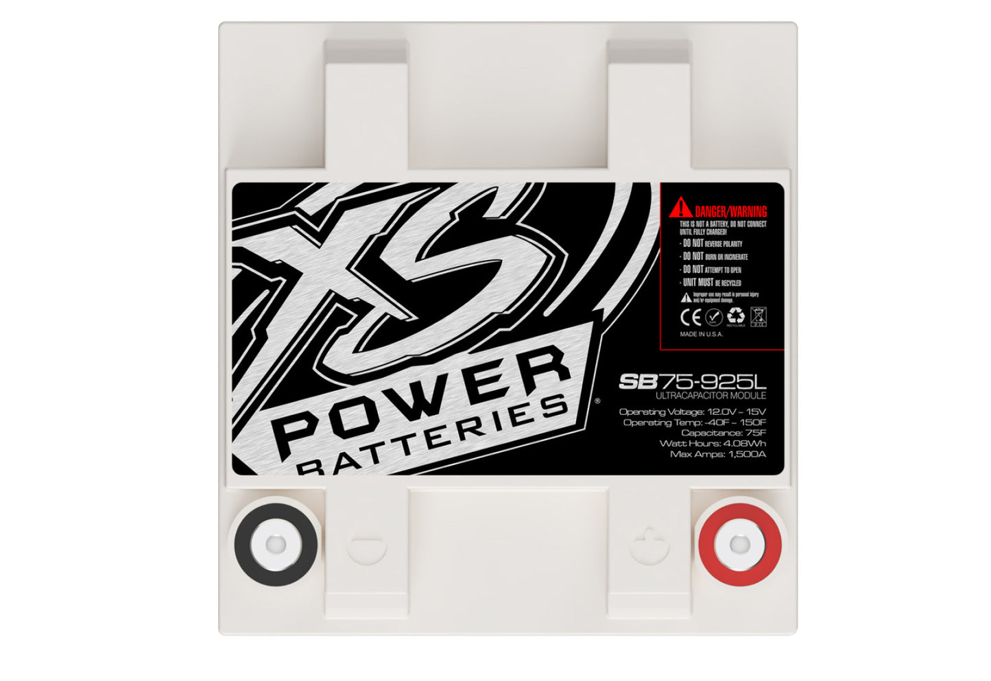 XS Power Batteries 12V Powersports Super Bank Capacitor Modules - M6 Terminal Bolts Included 1500 Max Amps SB75-925L