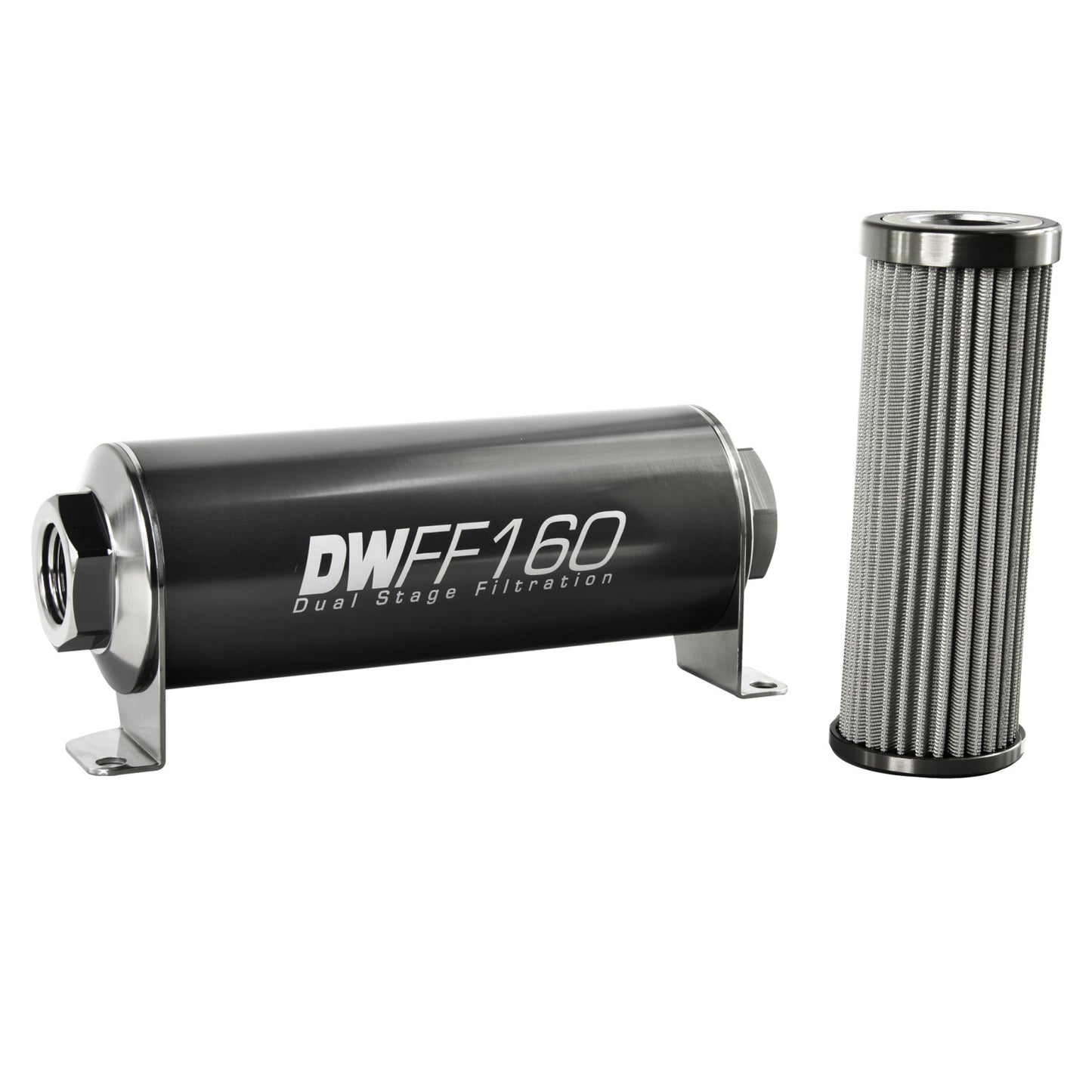 Deatschwerks In-line fuel filter element and housing kit, stainless steel 100 micron, -10AN, 160mm. Universal DEW-8-03-160-100K