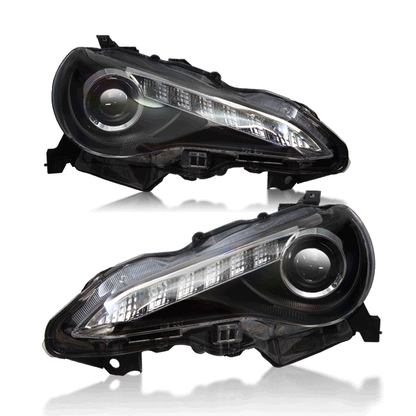 WINJET 2012-2016 TOYOTA 86/SCION FRS DRL Head Lights - (Black / Clear) - (Don't Fit 1.0 and 2.0 Model) CHWJ-0327-B