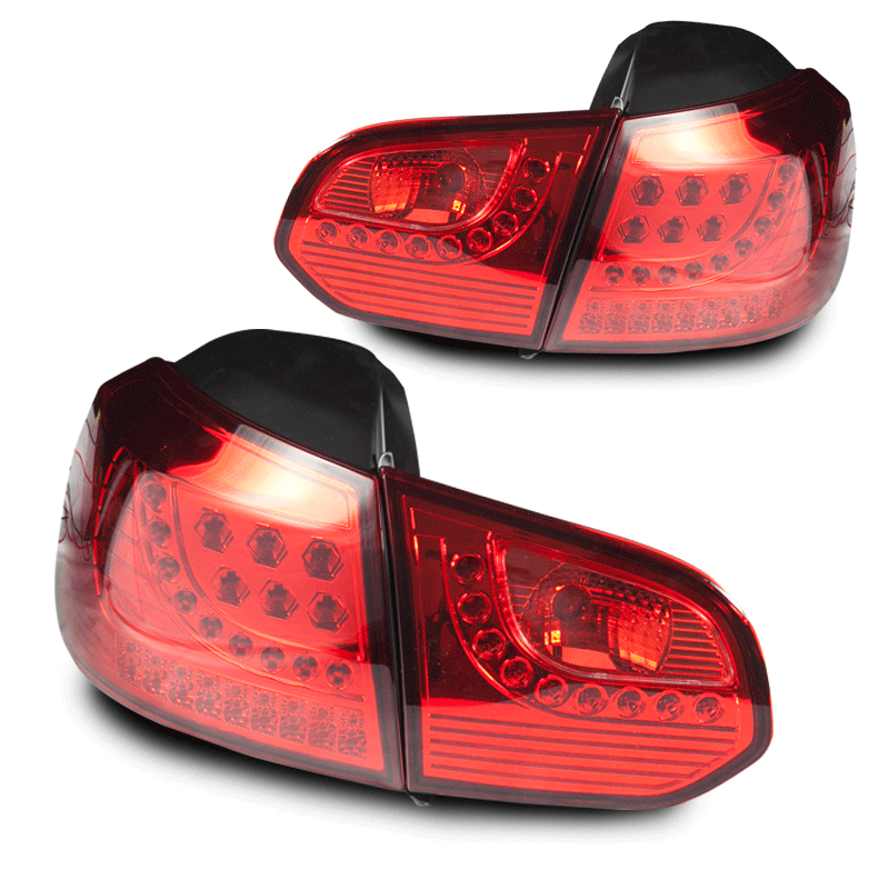 WINJET 2010-2014 VOLKSWAGEN GOLF/GTI VI LED TAIL LIGHTS - CHROME / RED CTWJ-0260-CR