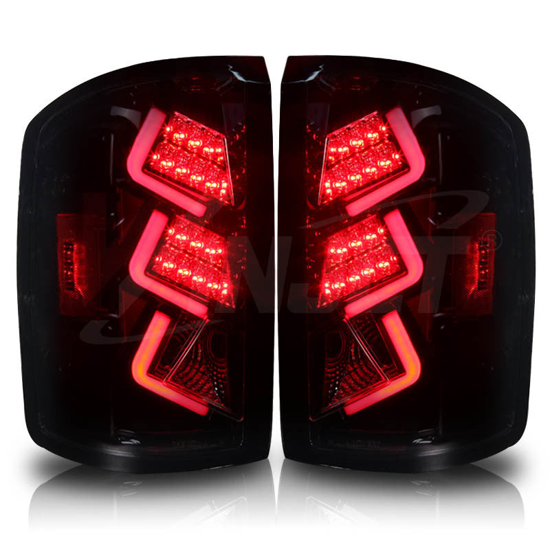 WINJET 2014-2015 GMC Sierra 1500 LED Tail Light - Gloss Black / Clear CTWJ-0439-GBC