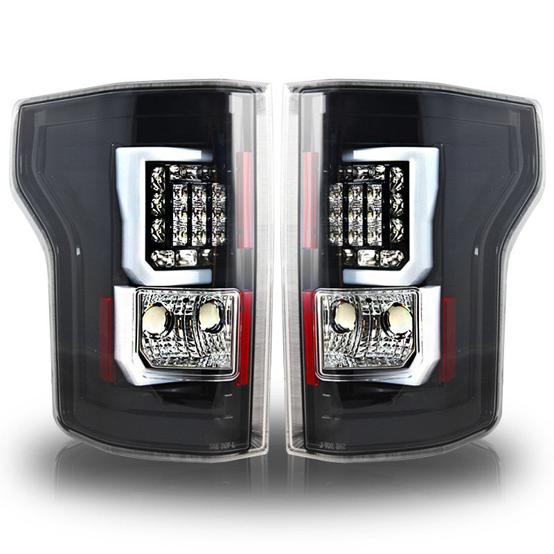 WINJET 2015-2017 Ford F-150 LED Tail Lights - (Glossy Black / Clear) CTWJ-0440-GBC