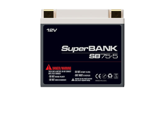 XS Power Batteries 12V Powersports Super Bank Capacitor Modules - M6 Terminal Bolts Included 1500 Max Amps SB75-5