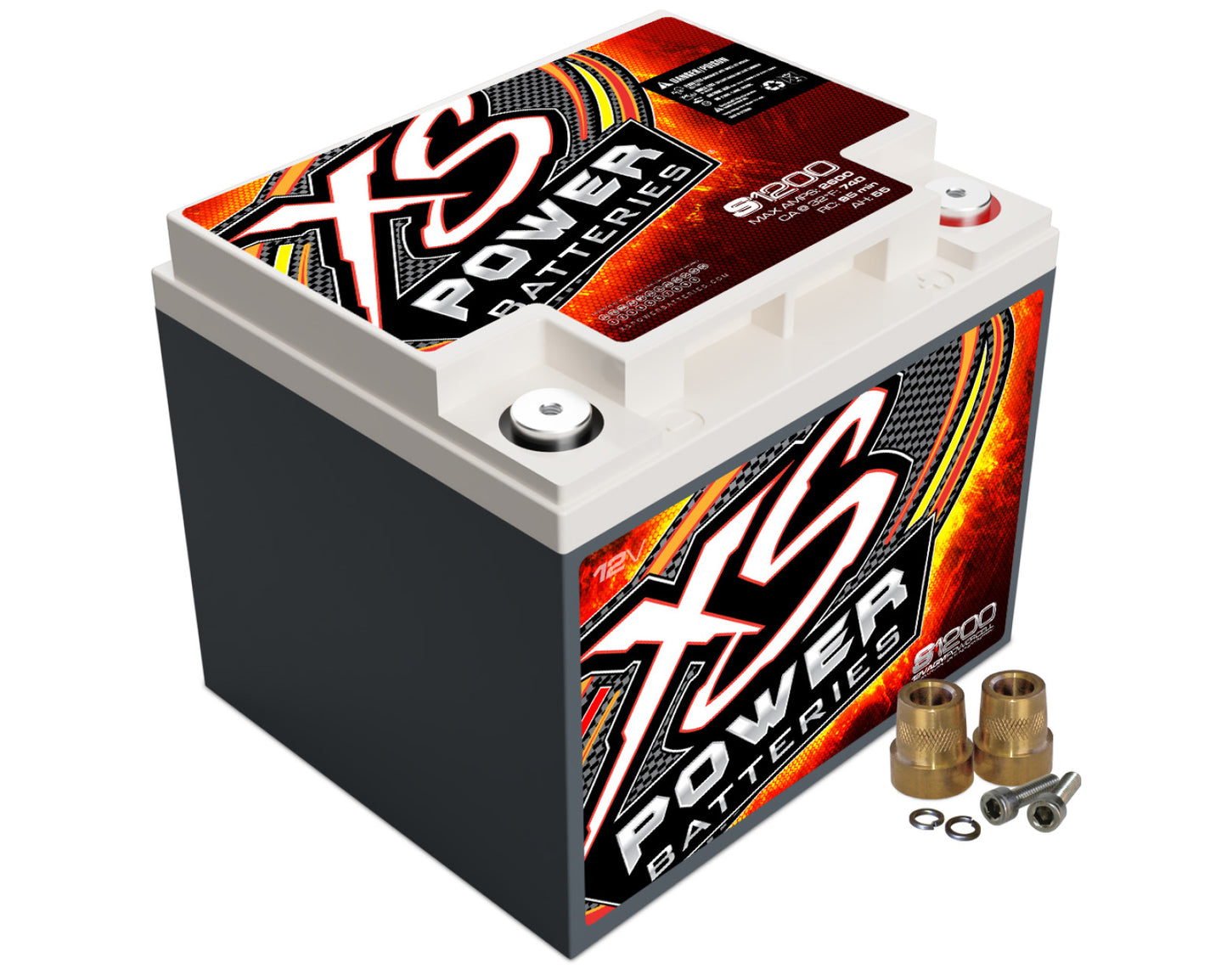 XS Power Batteries 12V AGM S Series Batteries - Automotive Terminals Included 2600 Max Amps S1200