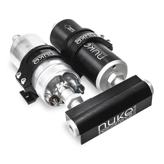Nuke Performance 4-Port Fuel Log Collector for Walbro GSL392 Fuel Pump and Nuke Fuel Filter Slim 100-10-205
