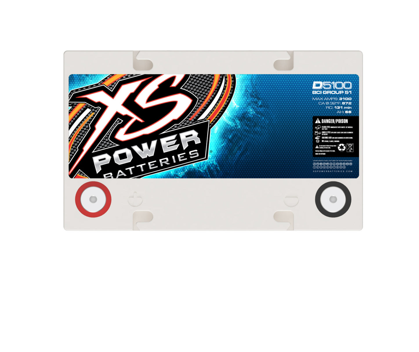 XS Power Batteries 12V AGM D Series Batteries - M6 Terminal Bolts Included 3100 Max Amps D5100