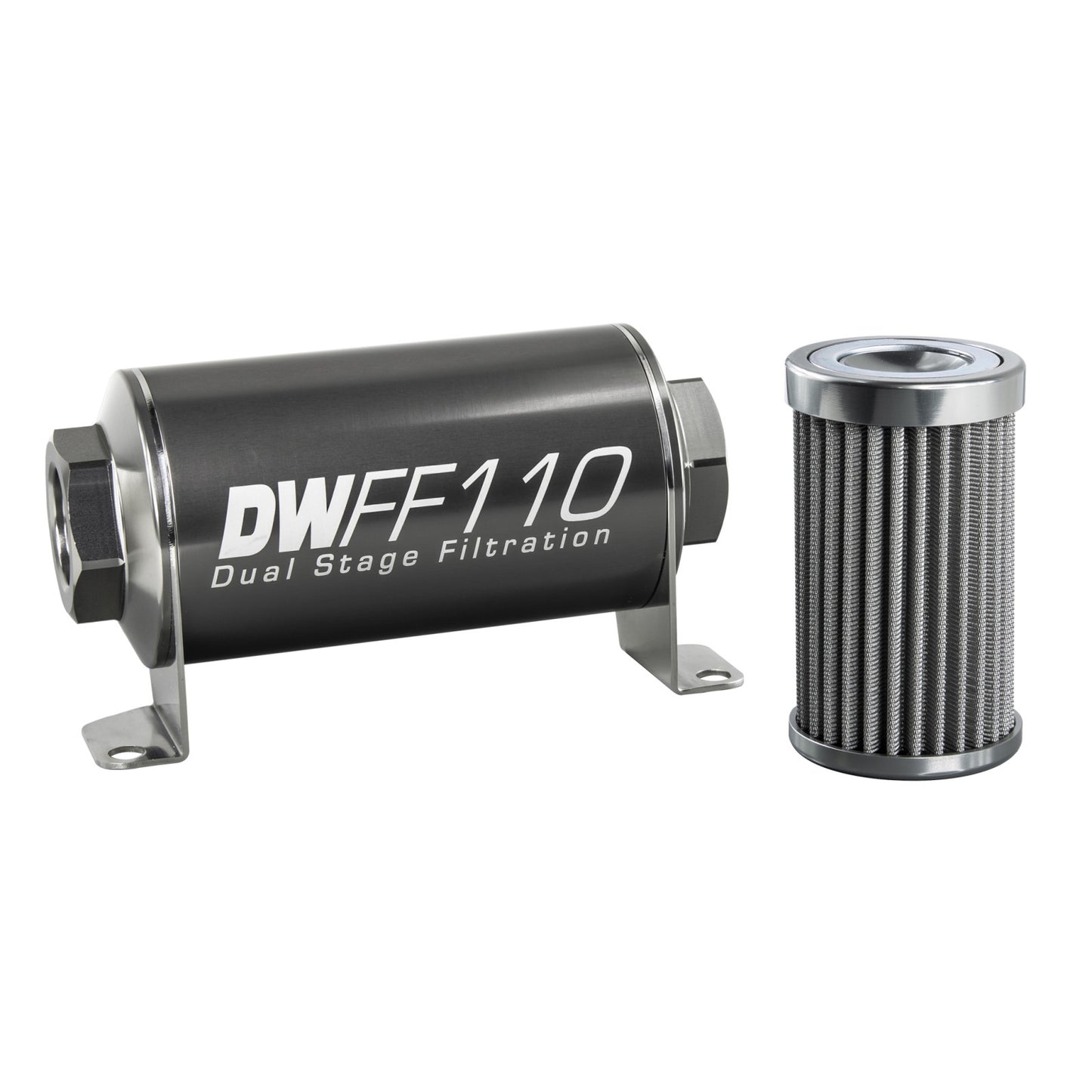 Deatschwerks In-line fuel filter element and housing kit, stainless steel 100 micron, -10AN, 110mm. Universal DEW-8-03-110-100K