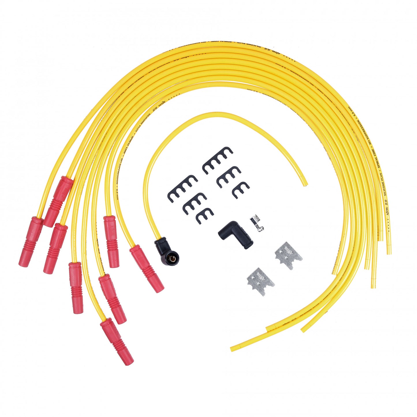 ACCEL Spark Plug Wire Set - 8.8mm - Spiral Suppression Wire - Universal Set with Vari-Angle Boots - Yellow 8033