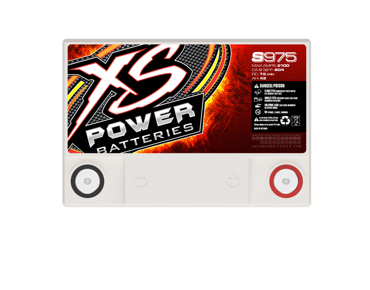 XS Power Batteries 12V AGM S Series Batteries - Automotive Terminals Included 2100 Max Amps S975